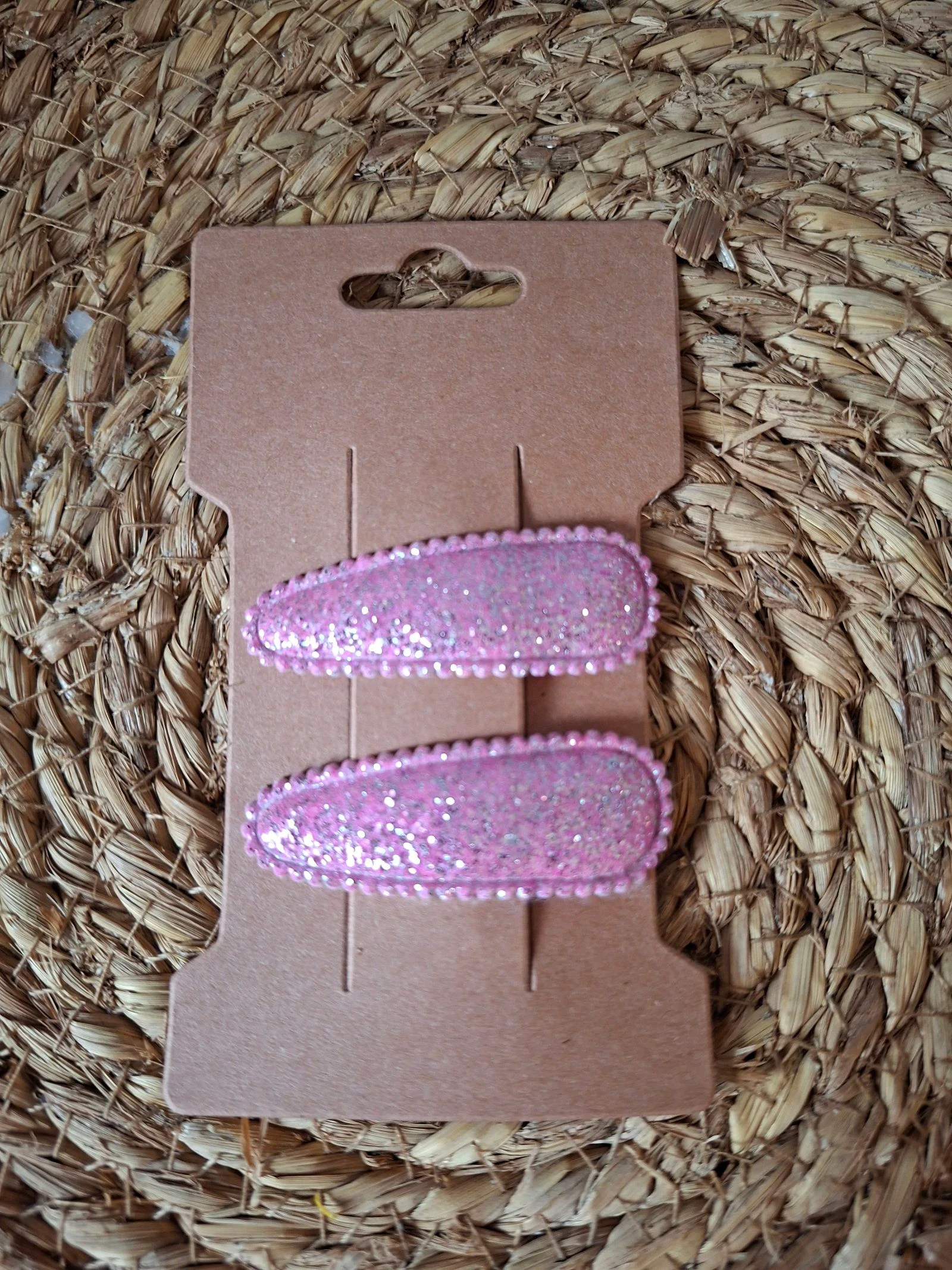Glitter haarknipjes roze – set van 2